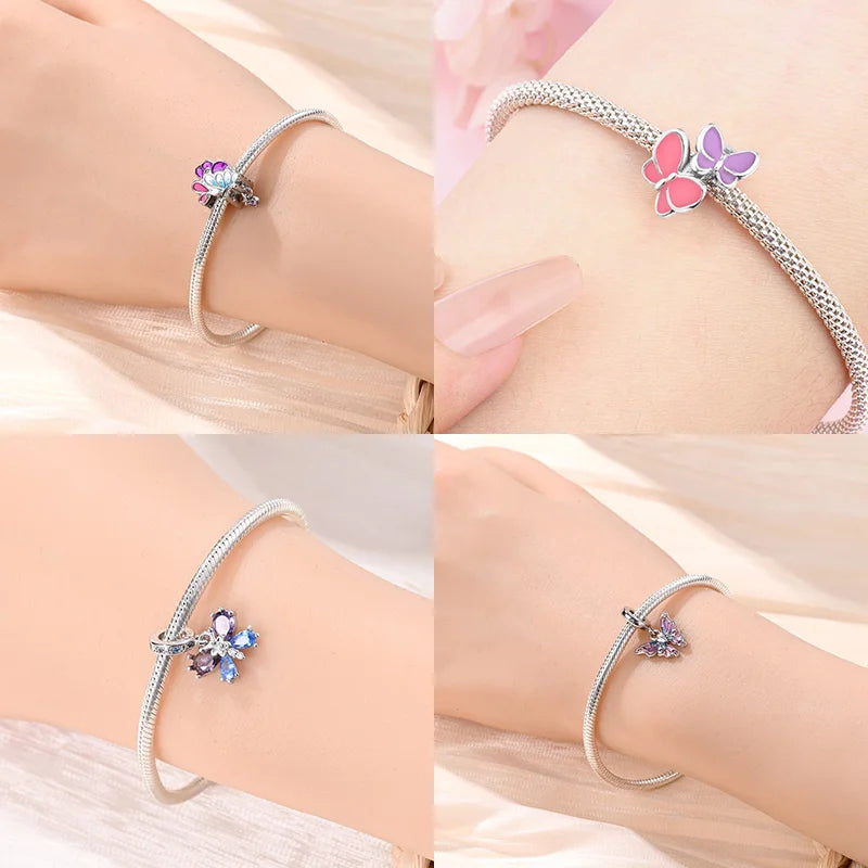Neue Silber 925 Blaue Libelle Schmetterling Charms Perlen Fit Original Armband für Frauen DIY Edlen Schmuck Zubehör Perlen Geschenke