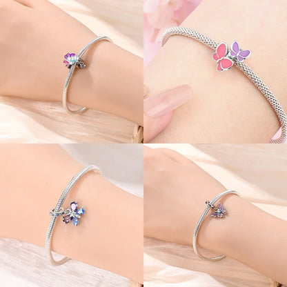 Neue Silber 925 Blaue Libelle Schmetterling Charms Perlen Fit Original Armband für Frauen DIY Edlen Schmuck Zubehör Perlen Geschenke