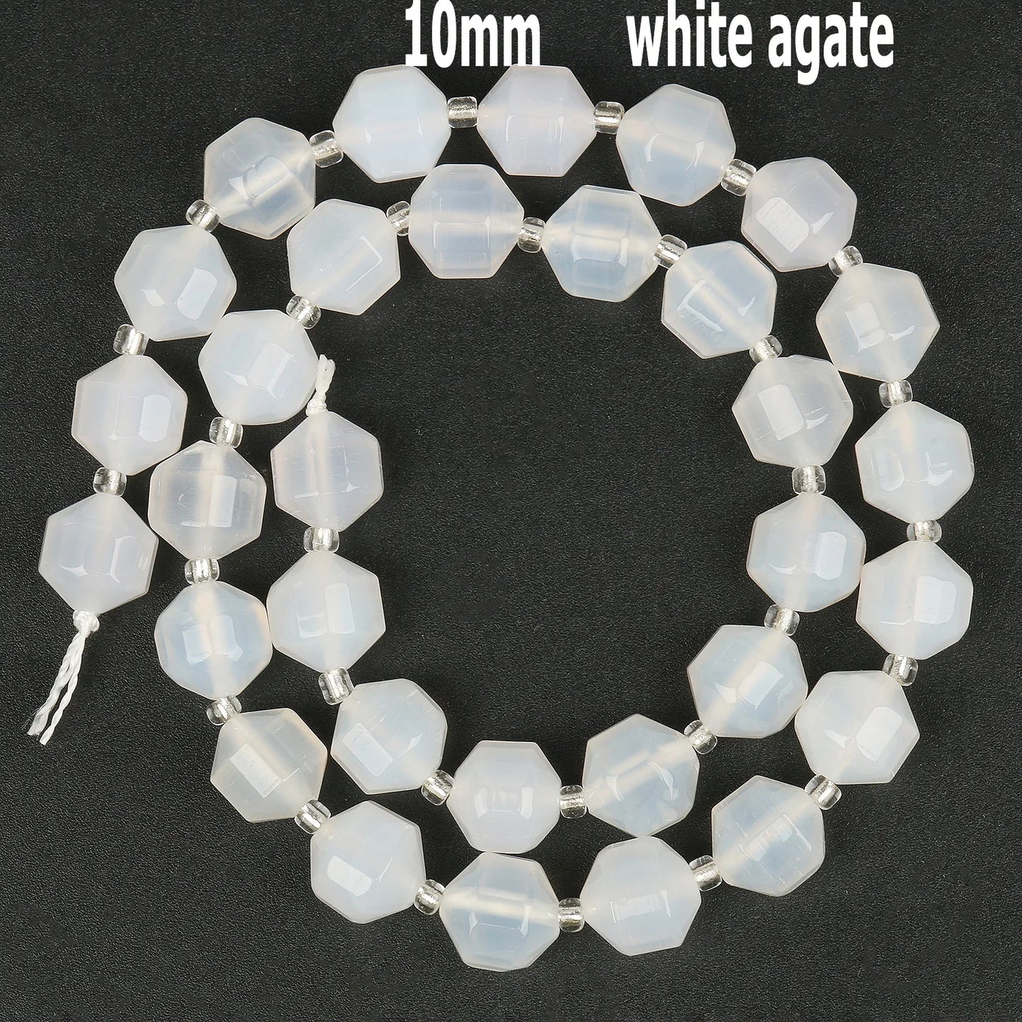 44 Arten weiße Chalcedon-Jade-Achat-Perle, Naturstein, Rondelle-Würfel, facettierte lose Perlen für Schmuckherstellung, Armbänder, Zubehör