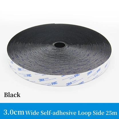 3M 9448A Schwarzes doppelseitiges Klebeband, 25 m, 16–100 mm, starkes, spurloses Seitenbefestigungsband mit Klettverschluss, hochtemperaturbeständig