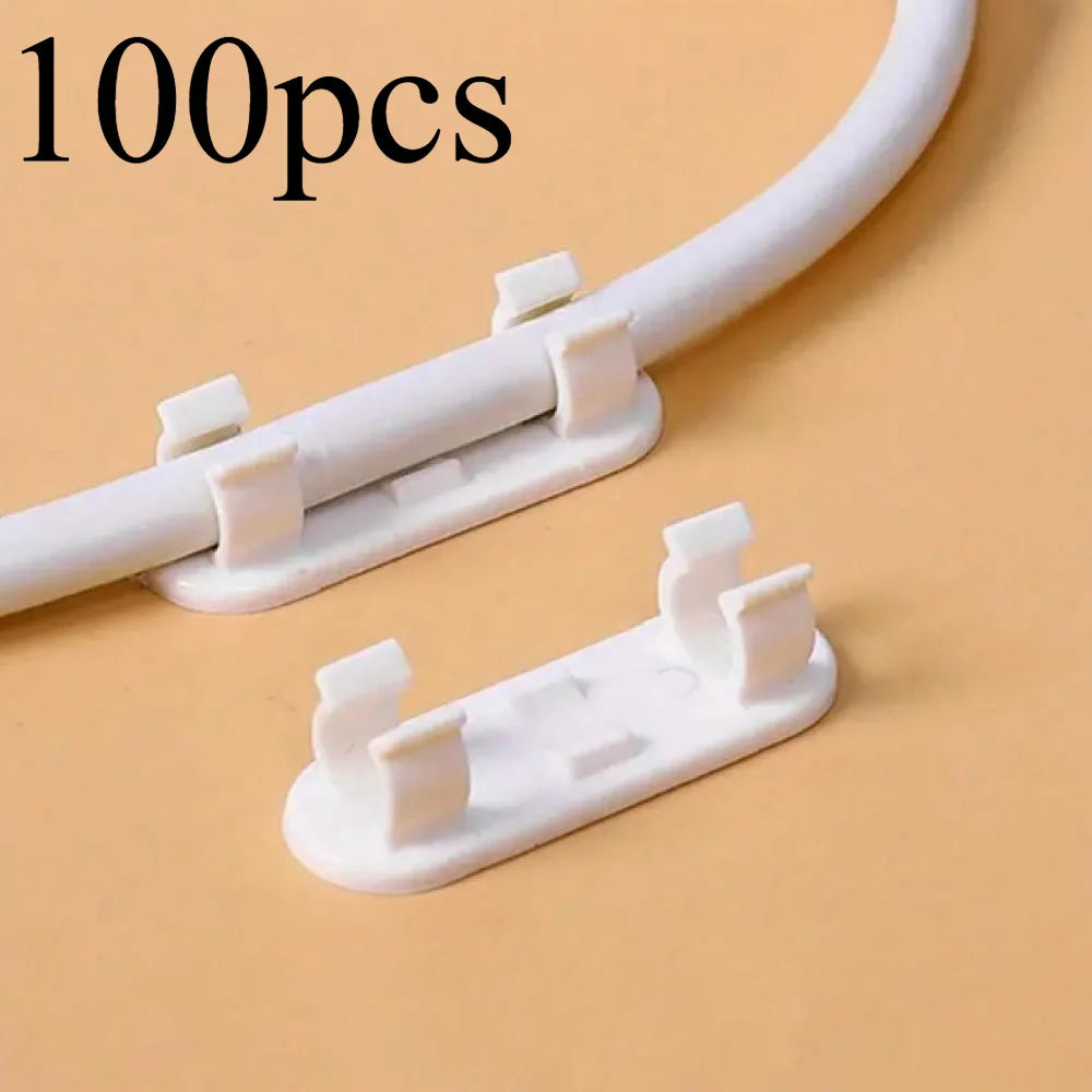 10-100pcs Wire Fixers, Cable Management Clip Punch Free Wire Clips, Self-adhesive Cable Organizers For Wall Wiring
