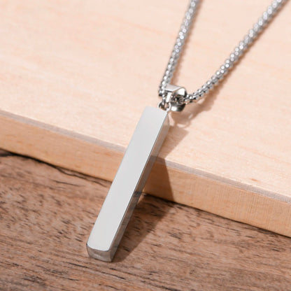 Wasserdichte 3D-Halsketten mit vertikaler Balken für Männer, minimalistischer geometrischer Anhänger aus Edelstahl mit Box-Kette, männlicher Kragenschmuck