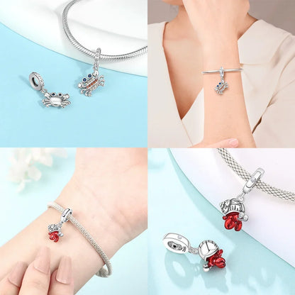 925 Silber DIY Schmuck Zubehör Zirkon Krabbe Wal Big Mouth Fisch Charms Perlen passen Original Armband Schmuckstück