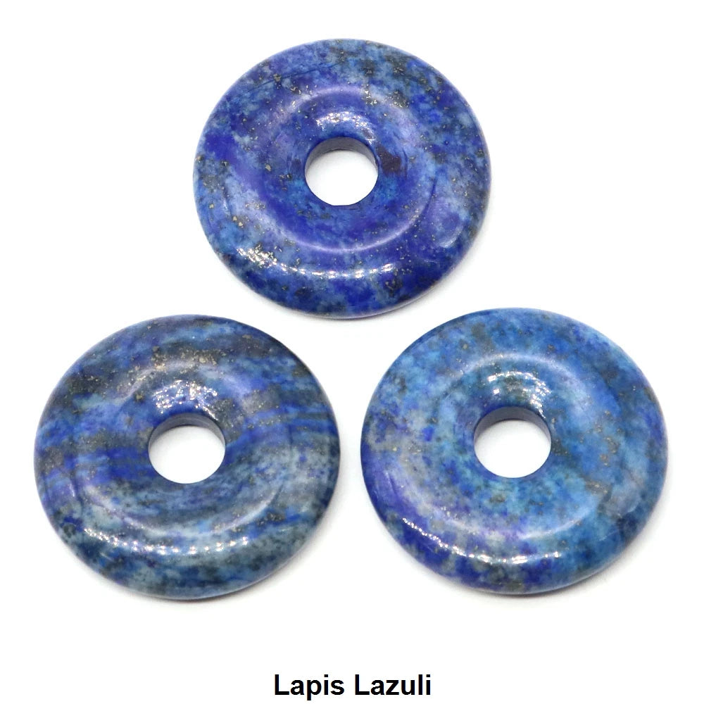 30 mm Donut-Naturstein, Heilkristall, Amethyst, Amazonit, Achat, Quarz, Edelstein für Kunsthandwerk, Zubehör, Glücksgeschenke