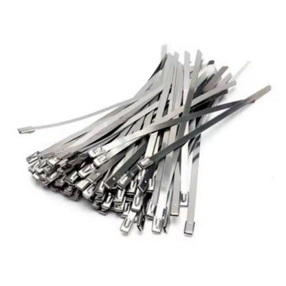 100 Pes 4,6 mm 304 Edelstahl-Metallkabelbinder, multifunktionale selbstsichernde Kabelbinder, Reißverschluss, Auspufffolie, beschichtete Verriegelung