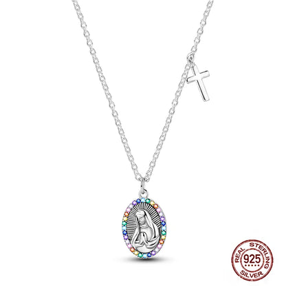 925 Sterling Silber blau Teufel Augen Palme Original Halskette Einhorn überlappen runde funkelnde Anhänger für Frauen Luxus Schmuck Geschenk