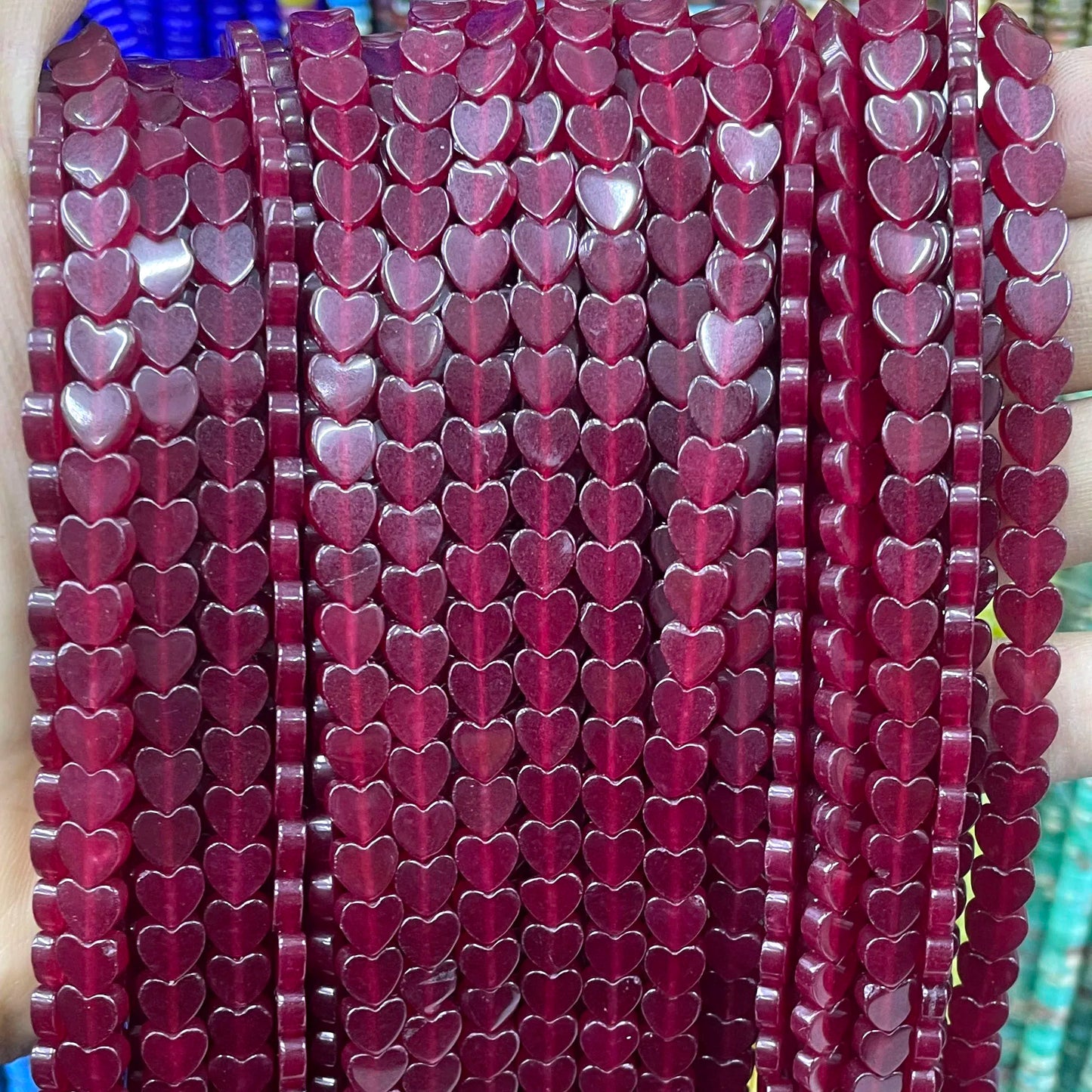 6MM Natürliche Herz Form Rubin Rot Chalcedon Lose Spacer Perlen Für Schmuck Machen DIY Armband Ohrringe Halskette Zubehör 7,5