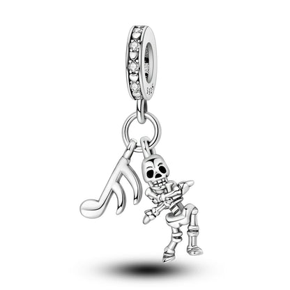 Atemberaubender Geisterrosen-Perlen aus 925er-Sterlingsilber und Spinnen-Seidenschädel-Anhänger, passend für Armbänder, Halloween-Anhänger, Accessoires, Geschenke