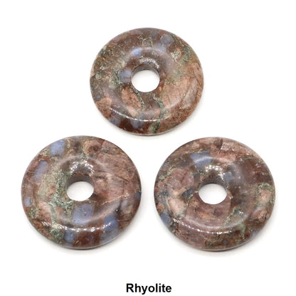 30 mm Donut-Naturstein, Heilkristall, Amethyst, Amazonit, Achat, Quarz, Edelstein für Kunsthandwerk, Zubehör, Glücksgeschenke