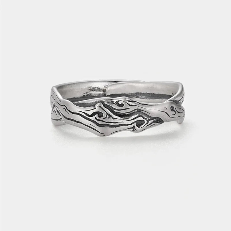 Vintage Kiefer Zypresse Baum Muster Ring Männlichen Schmuck Einstellbar Trendy 925 Silber Ring Für Männer Zeigefinger Zubehör