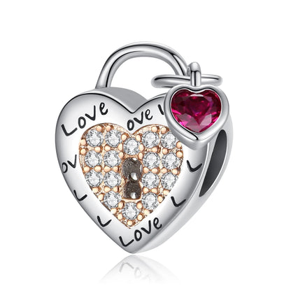 Romantischer 925 Sterling Silber Liebesschlüssel Herz-zu-Herz Charm für DIY Armband Halskette Verlobung Party Geschenke