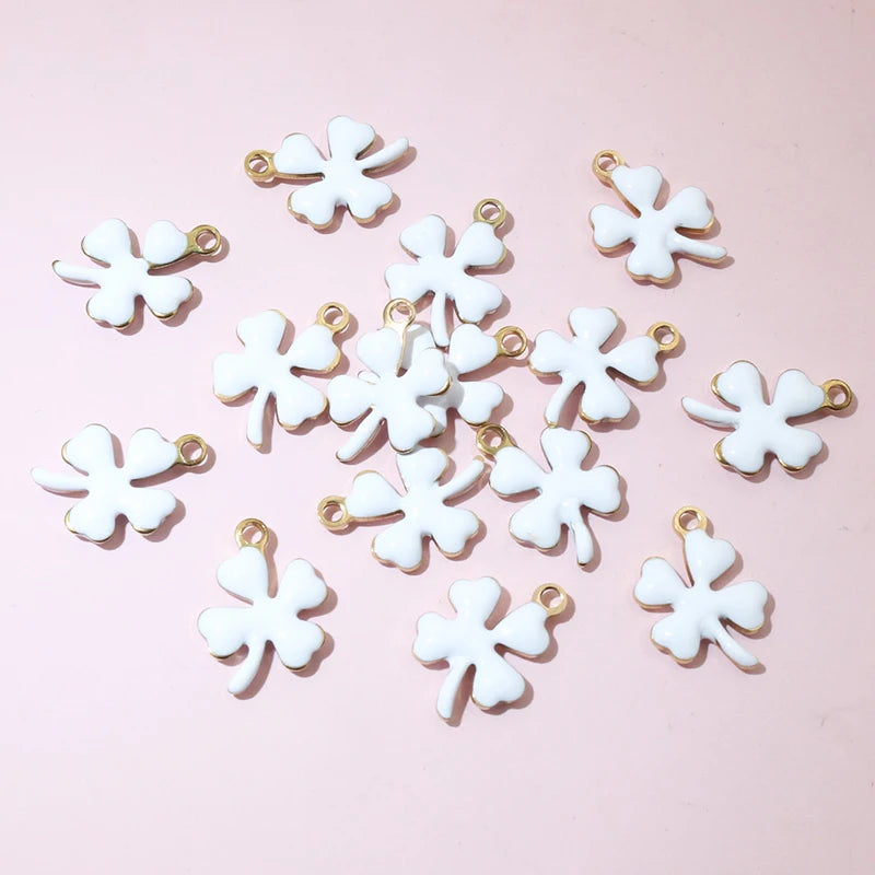 20 Stück 13x10mm Edelstahl Emaille Klee Blume Charms Anhänger Edelstahl DIY Schmuck Herstellung Zubehör Ergebnisse
