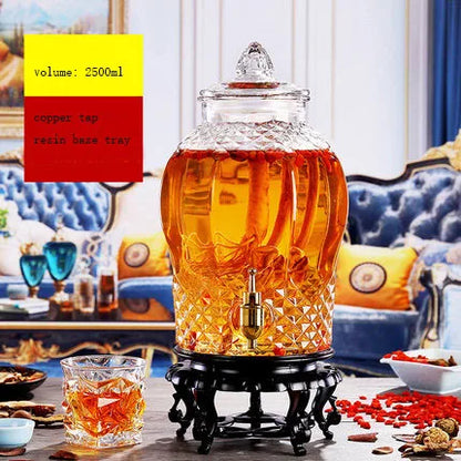 Leere dicke Glas-Enzym-Fass-Weinglas mit Wasserhahn Nicht-Bleiglas Obst traditionelle chinesische Medizin Alkohol flaschen 2,5 l