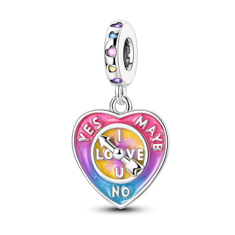 Bunte 925er-Sterlingsilber-Anhänger mit Sternenhimmel-Ölgemälde und leuchtenden Engeln, passend für Armbänder, schöne Schmuckgeschenke