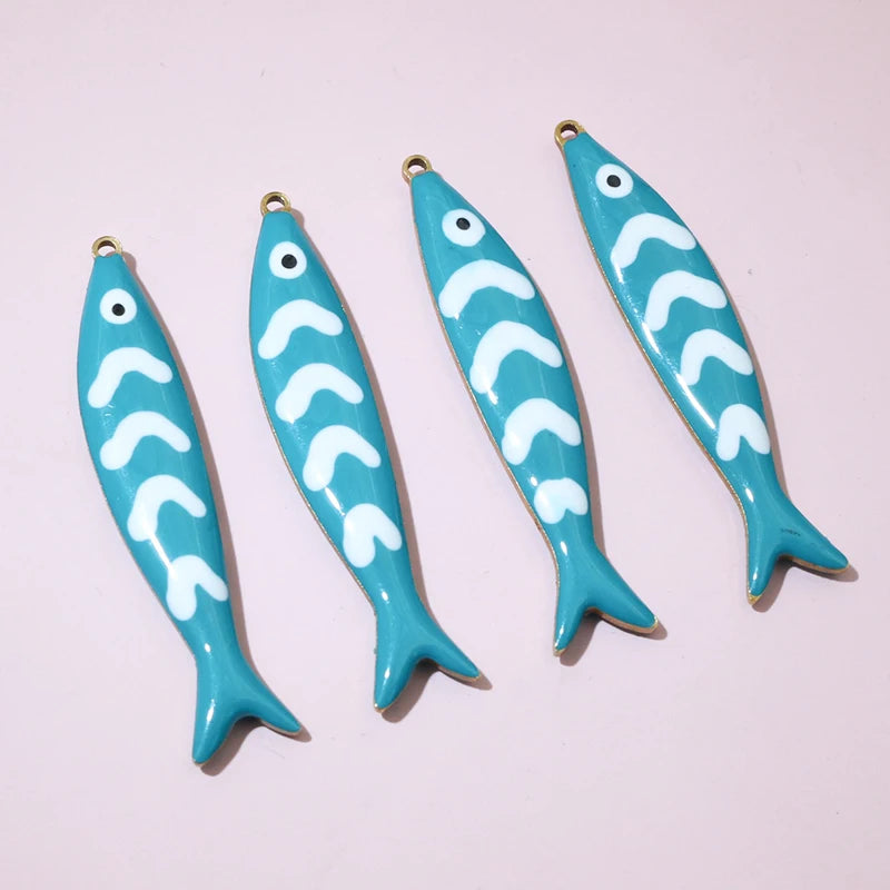 10 Stück 40x8mm Edelstahl Emaille Fisch Charms Anhänger DIY Schmuck Making Zubehör Erkenntnisse für Halsketten Ohrringe Armbänder