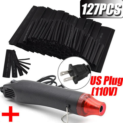 127/328 Stück Schrumpfschlauch mit 300 W Heißluftpistole 2:1 Schrumpfdraht Schrumpfschlauch Kabel verbinden Abdeckung Schutz DIY