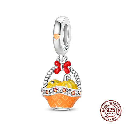Herbst Neue 925 Sterling Silber Braun Maple Leaf Kürbis Biene Charms Bead Fit 3mm 925 Original Armbänder DIY schmuck Warmes Geschenk