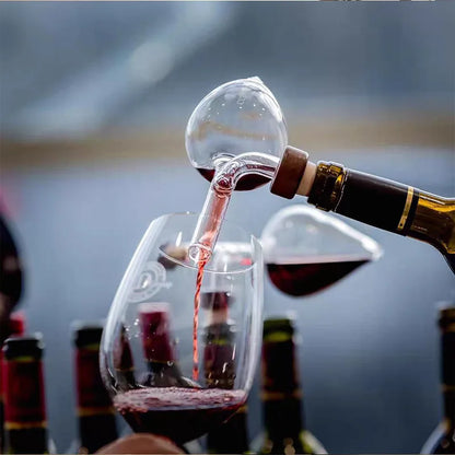 UNTIOR Rotwein-Belüfter, tragbar, rund/pfirsichförmig, transparent, schneller Dekanterauslauf, Glas-Bar-Ernüchungsgerät für Strandtisch