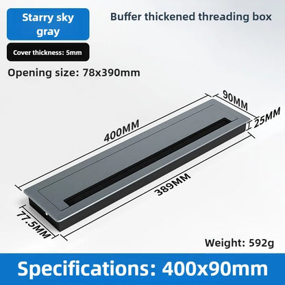1 Stück rechteckige Schreibtisch-Kabeldurchführungen aus Aluminiumlegierung, Abdeckung für Kabelloch, Kabelauslass, Oberflächen-Tischkabelloch, Möbelbeschläge
