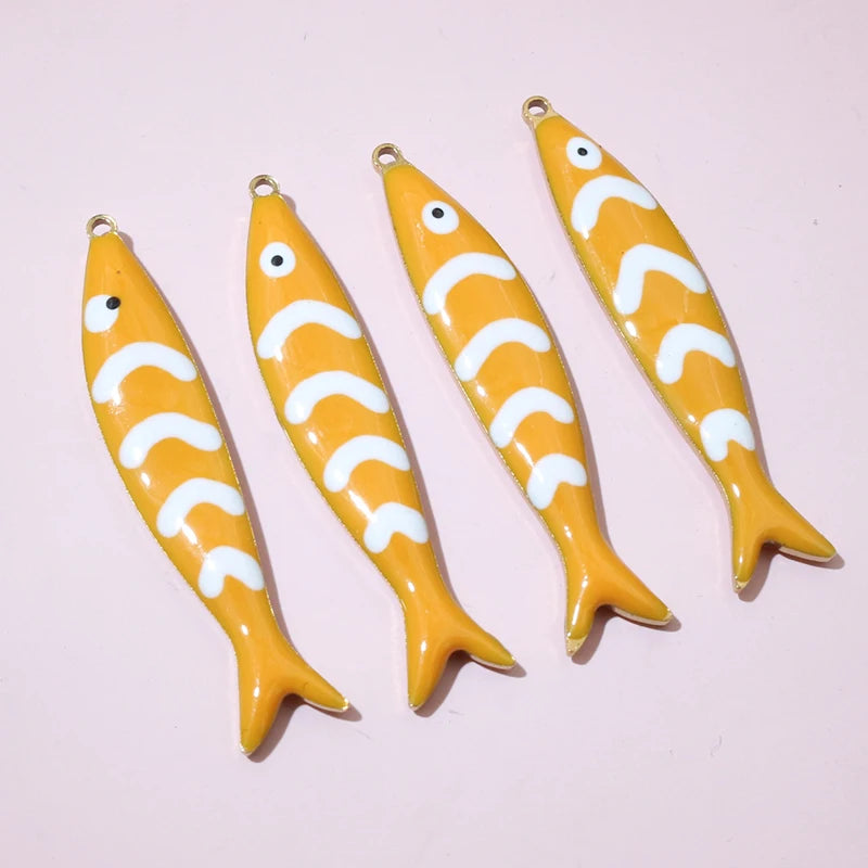 10 Stück 40x8mm Edelstahl Emaille Fisch Charms Anhänger DIY Schmuck Making Zubehör Erkenntnisse für Halsketten Ohrringe Armbänder