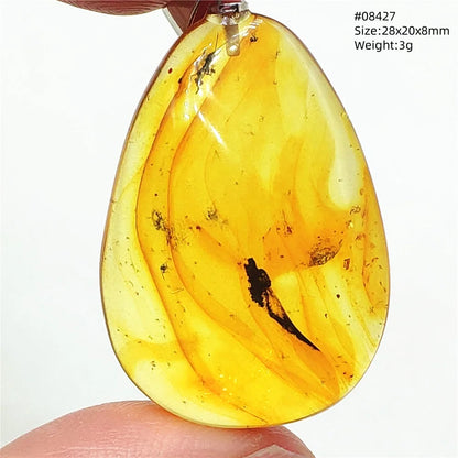 Natürlicher Piebald-Bernstein-Anhänger, gelber Bernstein, 36 x 23 x 14 mm, Edelstein-Anhänger, Halskette, Schmuck, AAAAA