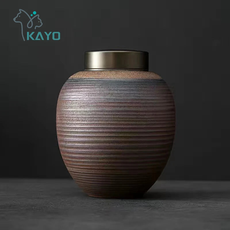 Funeral urns for dogs and cats, pet in Japanese wabisabi style in loving memory, large urn for ashes, human, customizable text