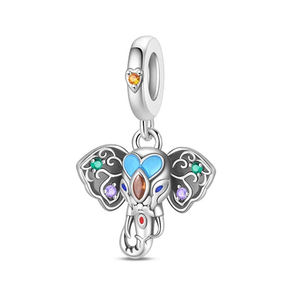 Heißer Verkauf 925er Sterlingsilber, bunter und funkelnder Elefant, baumelnder Charm für Armband, schöner Schmuck, Accessoires, Geschenke