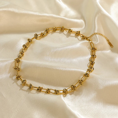 GANEMLY 316L Edelstahl Gold Farbe Gewebte Kette Halskette Für Frauen Mode Hals Kette Kragen Wasserdicht Schmuck Geschenk