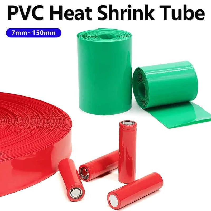 3/5 Meter grün/rot 7 mm ~ 150 mm PVC-Schrumpfschlauch 18650 Lithium-Batteriepack, isolierte Folie, Schutzhülle, Kabelhülse