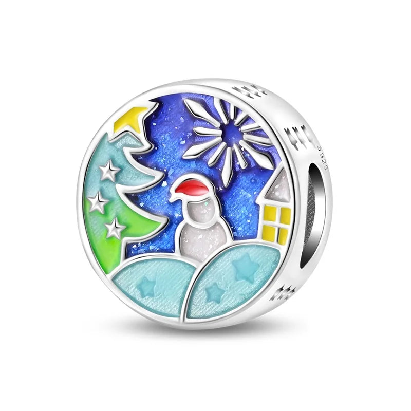 Heißer Verkauf 925er Sterlingsilber Schlitten- und Schneemann-Perlen und Kürbiskopf-Anhänger, passend für Armbänder, Weihnachts- und Halloween-Geschenke