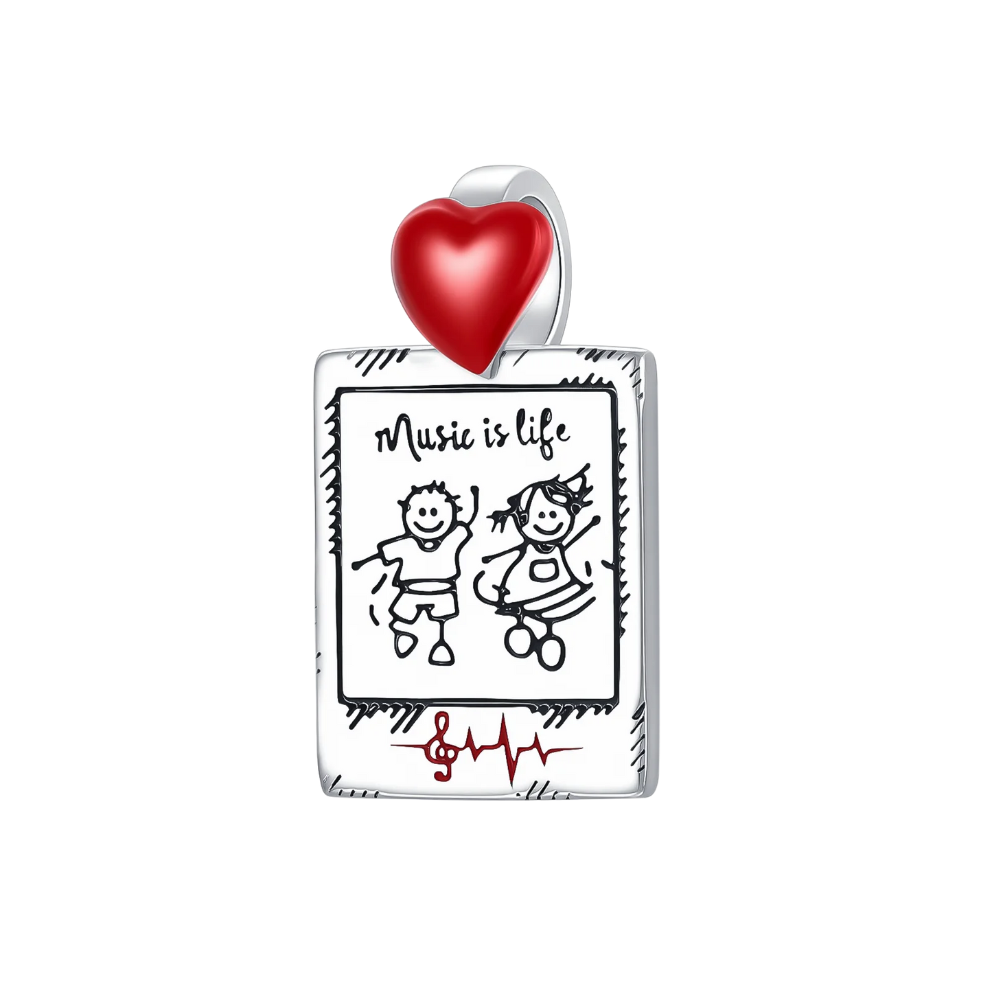 Herz- und Orgel-Charm, 925er-Sterlingsilber, roter Rosenschädel, baumelnder Anhänger, dunkle ästhetische Passform, Armreif, Halskette, DIY-Schmuck
