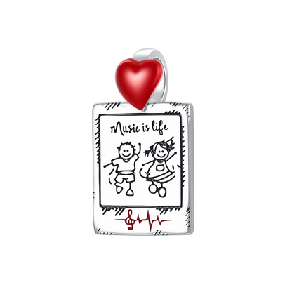 Herz- und Orgel-Charm, 925er-Sterlingsilber, roter Rosenschädel, baumelnder Anhänger, dunkle ästhetische Passform, Armreif, Halskette, DIY-Schmuck