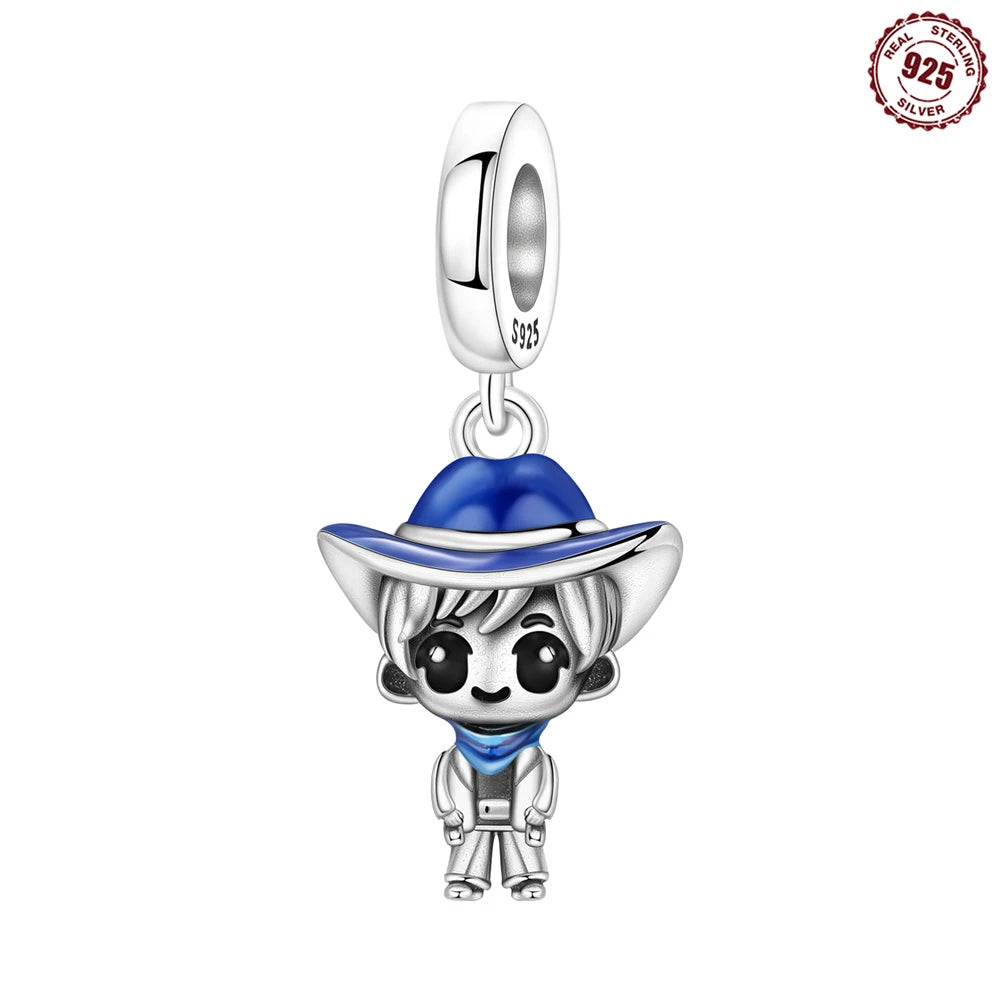 Charakter-Serie, 925er-Sterlingsilber, modisches Mädchen-Paar, Hochzeits-Charms, passend für DIY-Armbänder, Halsketten, exquisite Geschenk-Paarung