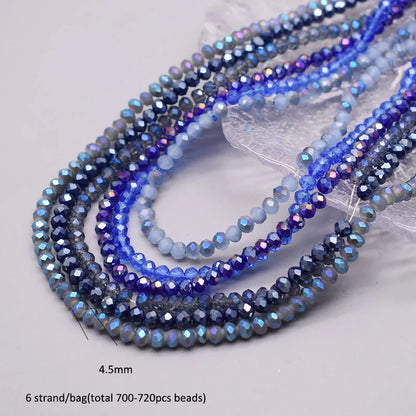 4 mm Farbschema, 6 Stränge/Beutel, Rondelle-Kristallglasperlen, facettierte lose Distanzperlen für Schmuckherstellung, Schmuck, DIY-Halskette