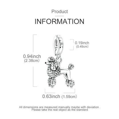 925 Sterling Silber 3D Strukturierter Pudel-Hund Charm Passend für Armband 2026 Neujahrsgeschenk Modischer Tierschmuck für Frauen und Mädchen