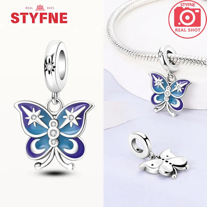 Neue Silber 925 Blaue Libelle Schmetterling Charms Perlen Fit Original Armband für Frauen DIY Edlen Schmuck Zubehör Perlen Geschenke
