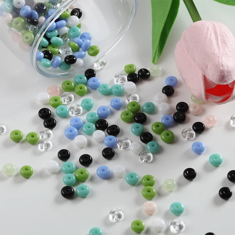 50/100 stücke 3x6mm Neue Glas Seed Bead Abacus Form Spacer Lose Perlen für DIY Schmuck Machen armband Halskette Charms Zubehör