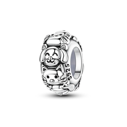 Clip-Perle mit Tiermotiv, 925er-Sterlingsilber, Löwe, Tiger, Elefant, Hund, Positionierungsperle, passend für Original-Armbänder, DIY-Schmuck