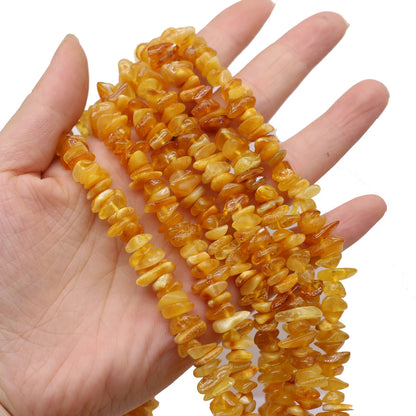 38 cm Natürliche Bernstein Stein Perlen Unregelmäßige Freeform Chip Gelb Kies Perlen Für Schmuck Machen DIY Halskette Armband 10x6mm