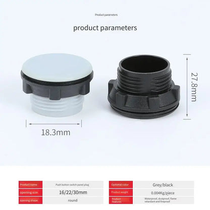 10 Stück 16/22/30 mm Nylon-Knopfstopfen mit großem Panel und Gewinde zum Einschrauben, wasserdicht, rundes Loch, verstopfte Kappe, Lochstopfen, Knopfstopfen
