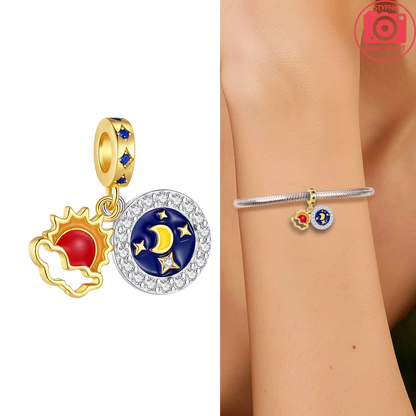 Original funkelnde Charm-Perlen aus 925er-Sterlingsilber, Gold, Rose, heller Stern, Herz, passend für Armbänder, DIY-Jubiläums-Schmuck, Geschenk