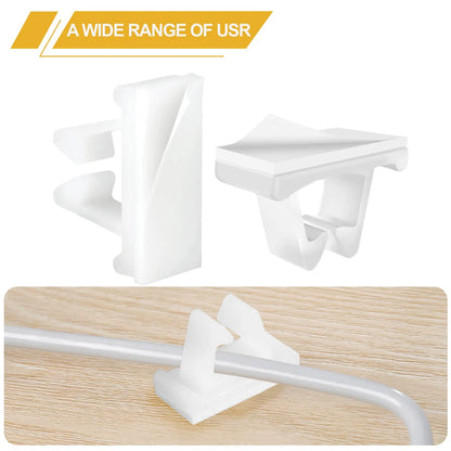 100/10 Stück M-Typ-Kabelklemmen, Nylon, weiß, stark klebend, Klemme, vertikales Kabelmanagement, Telefon-Ladekabel-Organizer für Schreibtisch