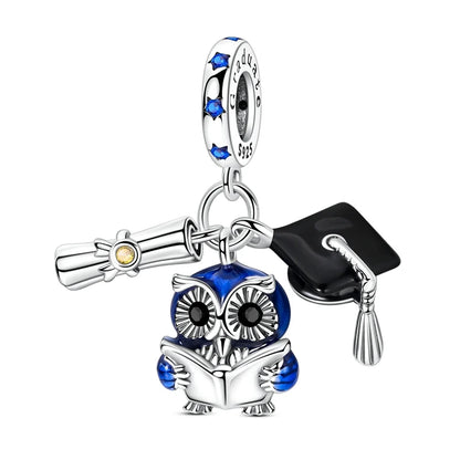 Graduation Series Original Charms Perlen Anhänger 925 Sterling Silber Blumen Kappe Herz Charms für Armband DIY Party Schmuck Geschenk