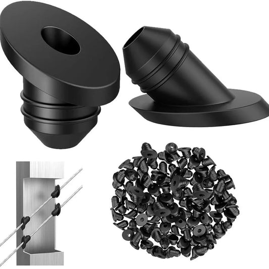 50/100 Stück 45 ° Schwarze Kabelgeländer Gummitüllen Schutzhülse für 1/8 5/32 Drahtseil Kabelgeländer Kit zum Laden von Plattformen
