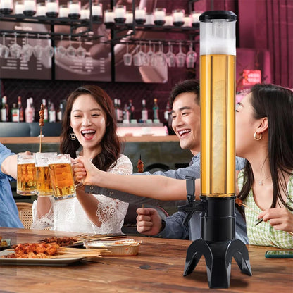 1,5/3/3,5L Bier-Tower Getränkespender mit LED-Farblichtern und Eisrohr Hält Getränke Eiskalt Klare Getränke