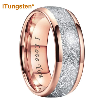 iTungsten 6/8mm Männer Frauen Helle Verlobung Hochzeit Band Wolfram Meteorit Ring Modeschmuck I Love You Graviert