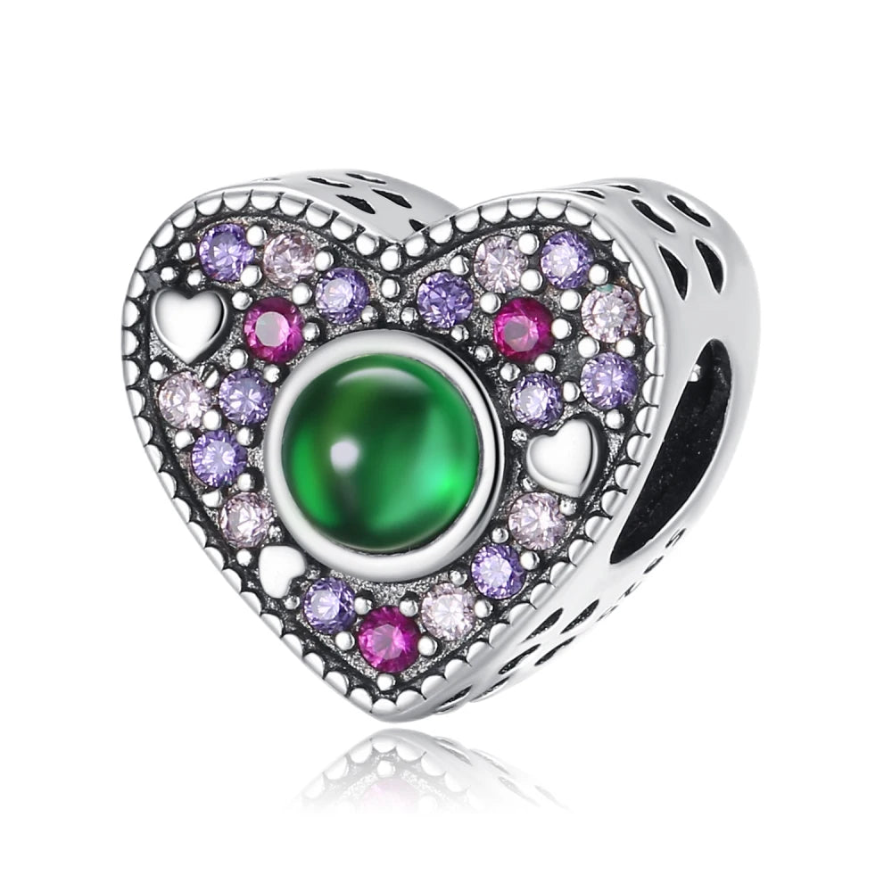 Lila Serie 925 Sterling Silber Traubenblüten Weinflasche Lebensbaum Tulpen Schnur-Dekoration Passend für DIY Armband Halskette Geschenk