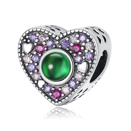 Lila Serie 925 Sterling Silber Traubenblüten Weinflasche Lebensbaum Tulpen Schnur-Dekoration Passend für DIY Armband Halskette Geschenk