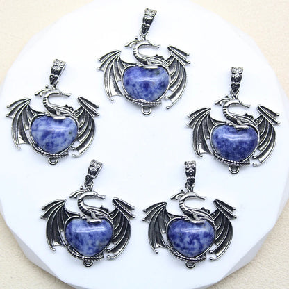 10 Stück bunte Drachen Naturstein Amethyst Quarz Kristall Herz Perle Anhänger für DIY Schmuck Halskette Anhänger Frauen Geschenke