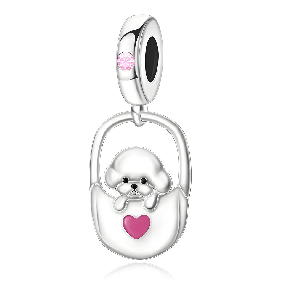 Charm-Anhänger aus 925er-Sterlingsilber mit Oktopusperlen und Stammbaum und Herz, passend für Schlangenarmband, Boutique-Halskette, rosa Anhänger, Geschenk